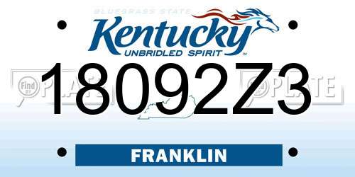 18092Z3 Kentucky License Plate