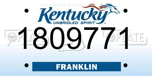 1809771 Kentucky License Plate