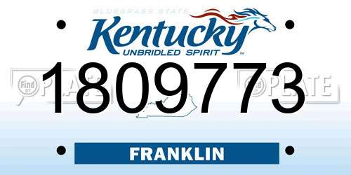 1809773 Kentucky License Plate