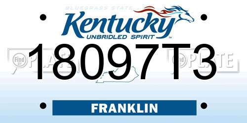 18097T3 Kentucky License Plate