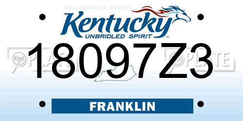 18097Z3 Kentucky License Plate