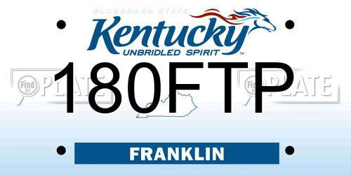 180FTP Kentucky License Plate
