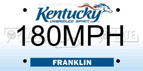 180MPH Kentucky License Plate
