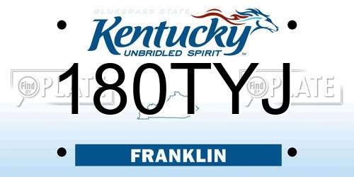 180TYJ Kentucky License Plate