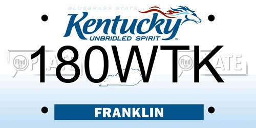 180WTK Kentucky License Plate