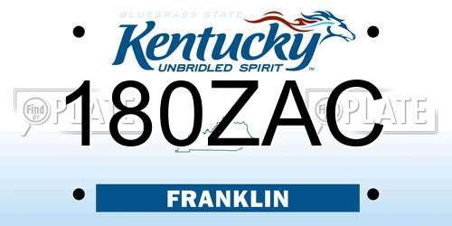 180ZAC Kentucky License Plate