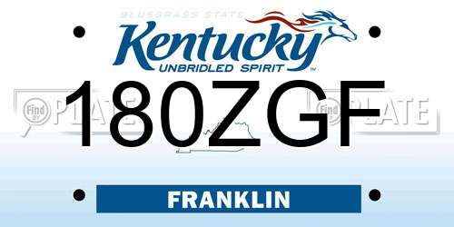 180ZGF Kentucky License Plate