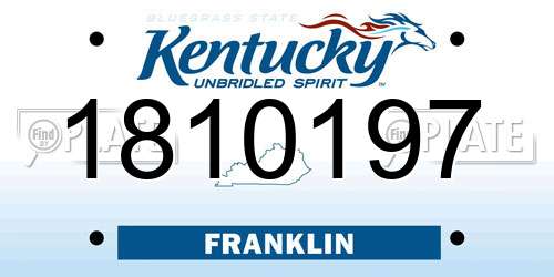 1810197 Kentucky License Plate