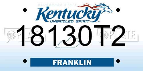 18130T2 Kentucky License Plate