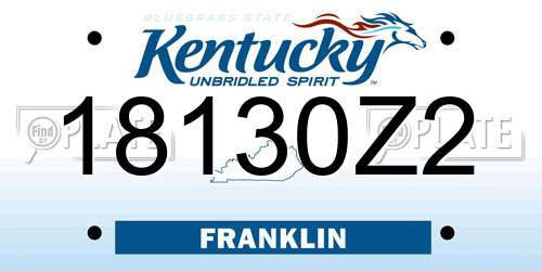 18130Z2 Kentucky License Plate