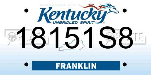 18151S8 Kentucky License Plate