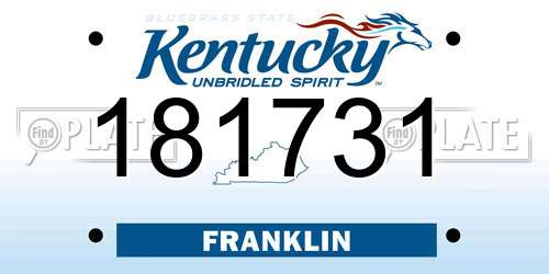 181731 Kentucky License Plate
