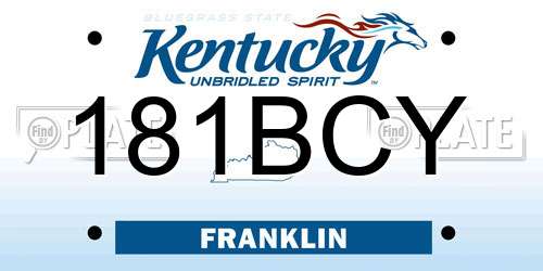181BCY Kentucky License Plate