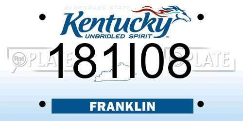 181I08 Kentucky License Plate