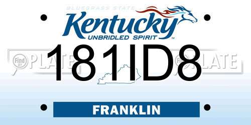 181ID8 Kentucky License Plate