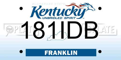 181IDB Kentucky License Plate