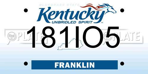 181IO5 Kentucky License Plate