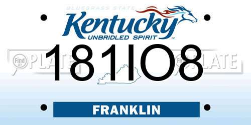 181IO8 Kentucky License Plate