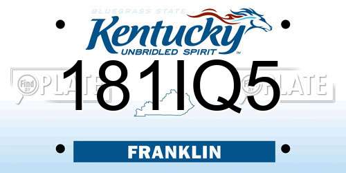 181IQ5 Kentucky License Plate