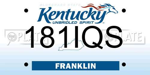 181IQS Kentucky License Plate