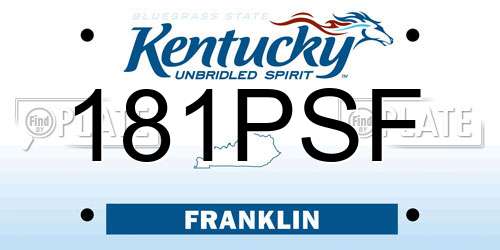 181PSF Kentucky License Plate