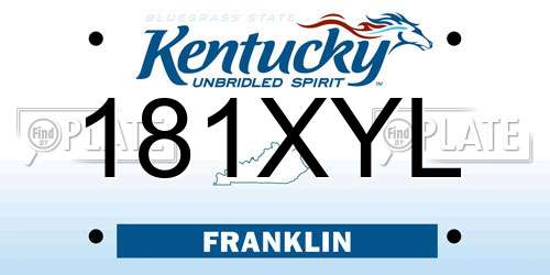 181XYL Kentucky License Plate