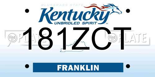 181ZCT Kentucky License Plate