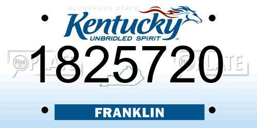 1825720 Kentucky License Plate