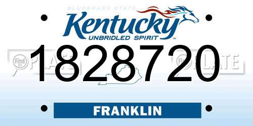 1828720 Kentucky License Plate
