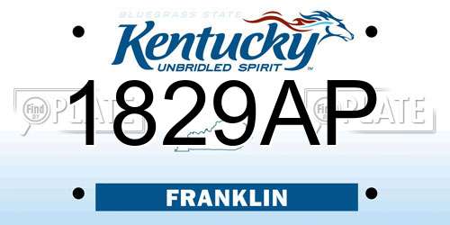 1829AP Kentucky License Plate