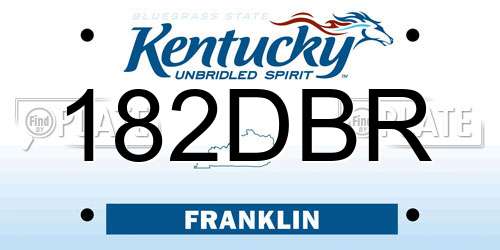 182DBR Kentucky License Plate