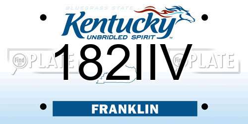 182IIV Kentucky License Plate