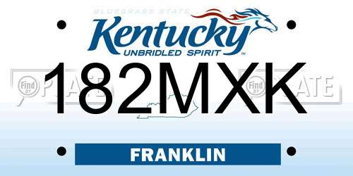 182MXK Kentucky License Plate