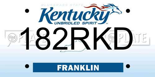 182RKD Kentucky License Plate