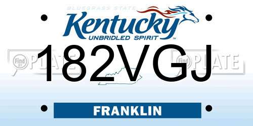 182VGJ Kentucky License Plate