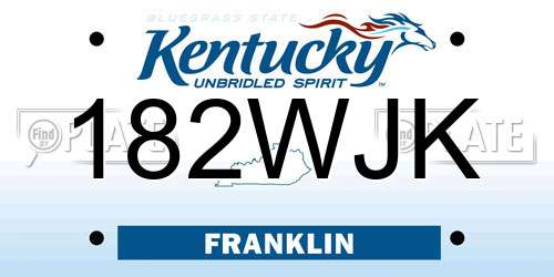 182WJK Kentucky License Plate
