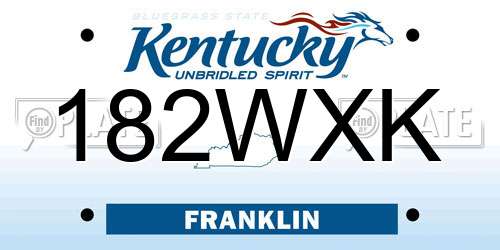 182WXK Kentucky License Plate