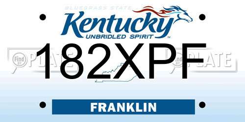 182XPF Kentucky License Plate