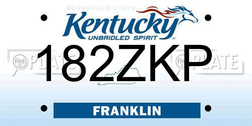 182ZKP Kentucky License Plate