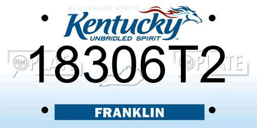 18306T2 Kentucky License Plate