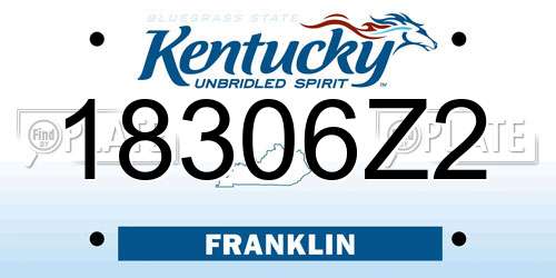18306Z2 Kentucky License Plate
