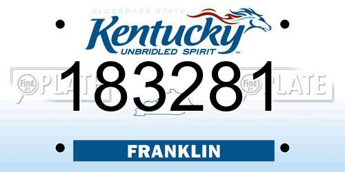 183281 Kentucky License Plate