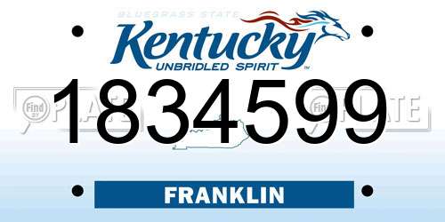 1834599 Kentucky License Plate