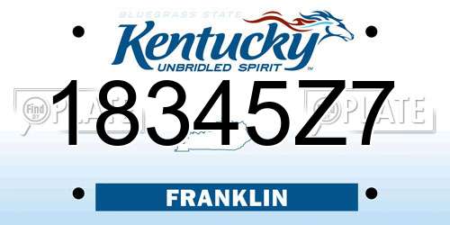 18345Z7 Kentucky License Plate
