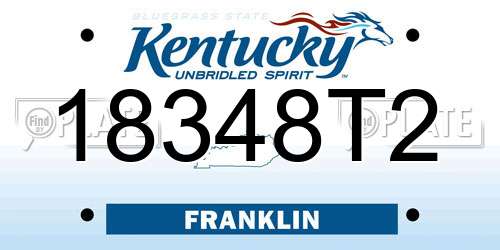 18348T2 Kentucky License Plate