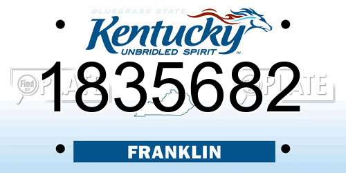 1835682 Kentucky License Plate