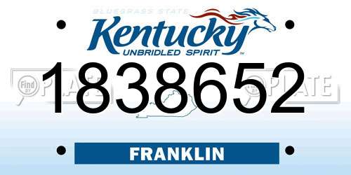 1838652 Kentucky License Plate