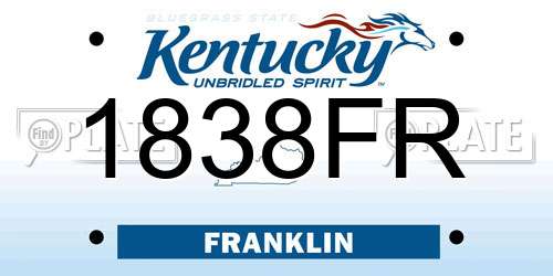 1838FR Kentucky License Plate