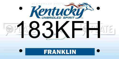 183KFH Kentucky License Plate