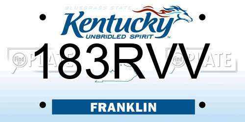 183RVV Kentucky License Plate